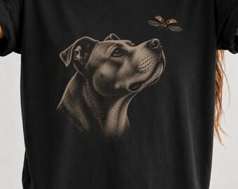 Pit Bull & Ladybug T-Shirt | Vintage Dog Lover Comfort Colors 1717