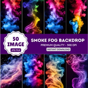 50 Smoke Fog Digital Backdrops, Perfect As Sports Background For Basketball, Softball, Football, Tennis Poster, Soccer Banner School Sports