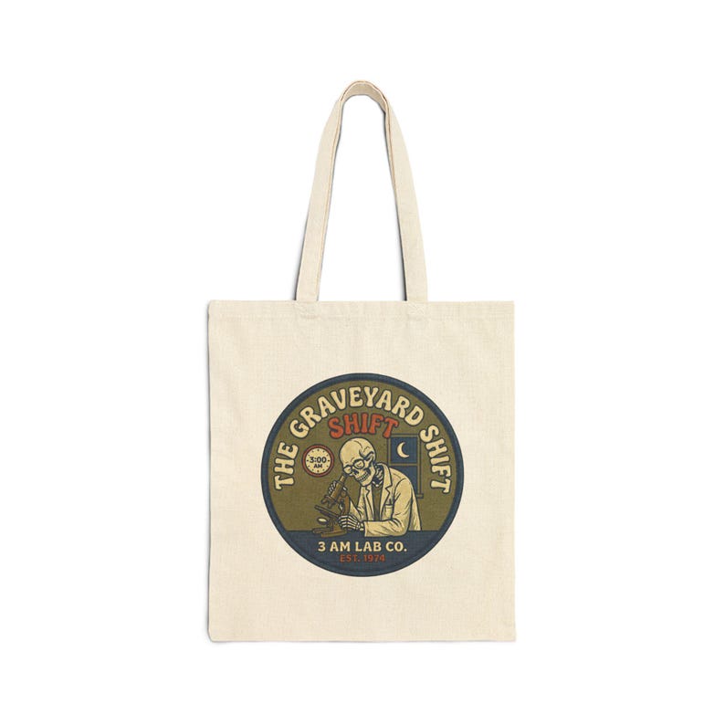Friedhof Shift Skeleton Tragetasche | Vintage Nachtschicht Design Bild 1