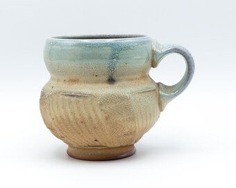 Textured Blue Glazed Wood Fired Mug