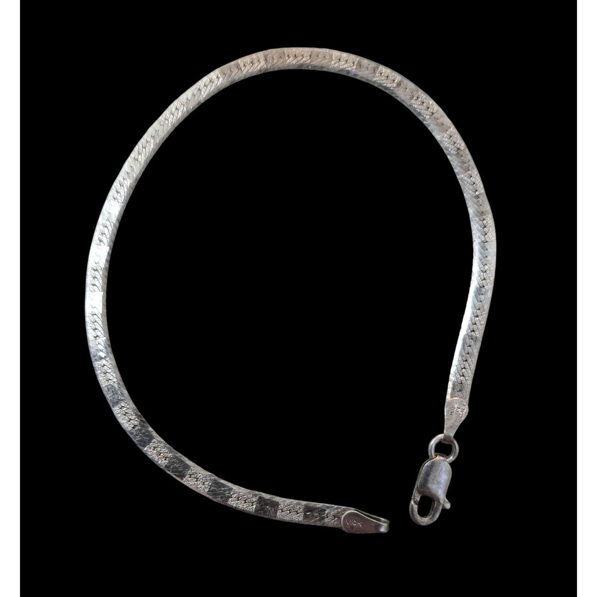 Vior 925 Sterling Silver Vntg Snake Chain Bracelet With Lobster