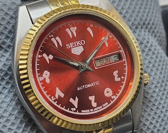 SEIKO Quartz Women\'s Watch Black & Red 1990\'s NEW Old Stock VTG Seiko Watch Women Black Red Black Dial 24mm Round 2C20  main image 3