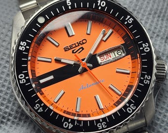 時計 SEIKO 5 SPORTS 80s Vintage Refurbished Seiko 5 Automatic Watch - 1980s Orange Dial - Etsy
