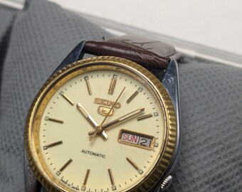 Boxed Seiko SNXJ90 President Glowing Dial Day/date Two Tone 7009