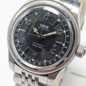 Vintage Oris Big Crown Pointer Date Guilloche Black Dial MOD Automatic Watch