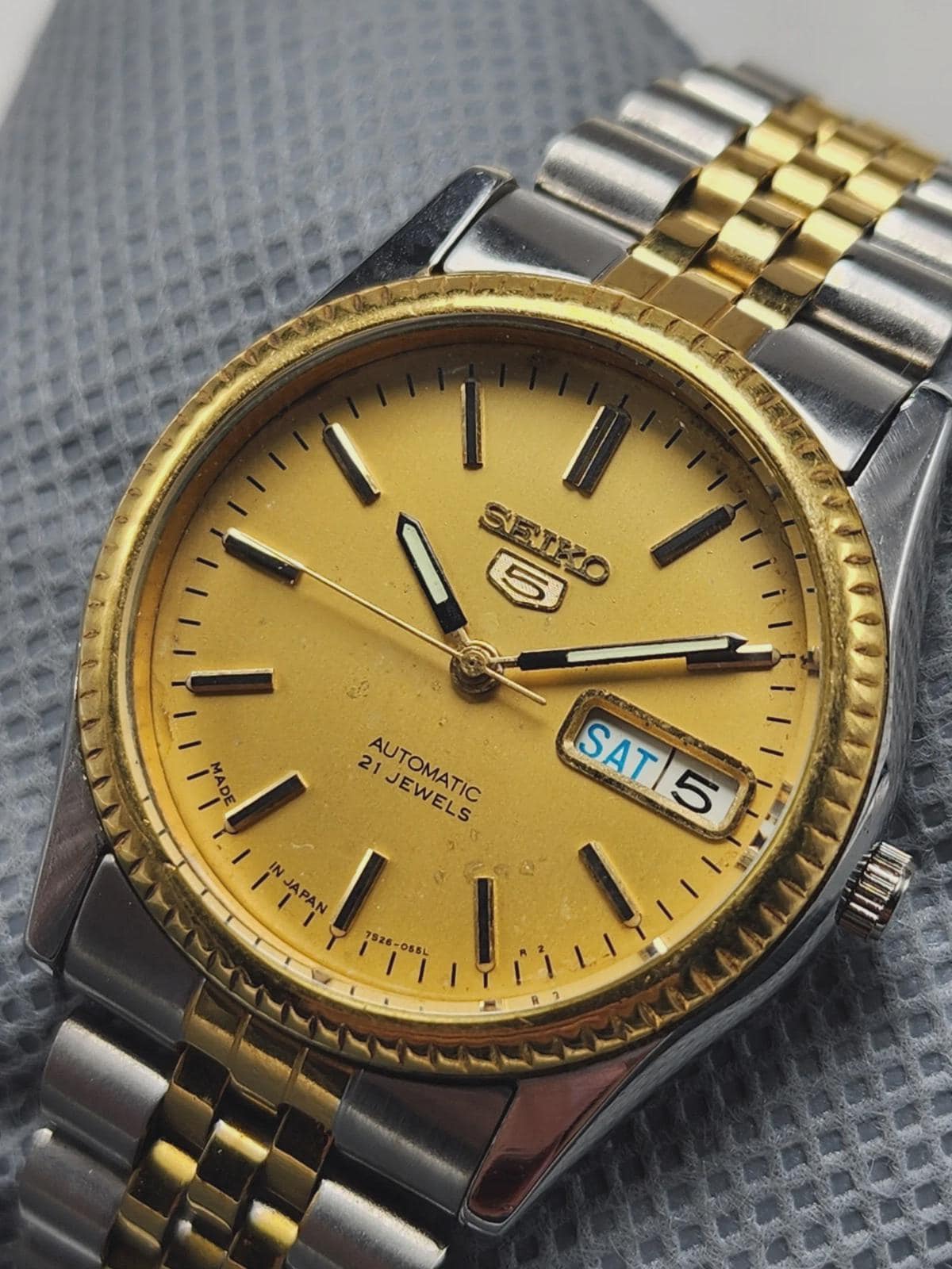 Boxed Seiko 5 SNXJ92 7S26-02S0 Gold Dial AT Day/date 21J Men's