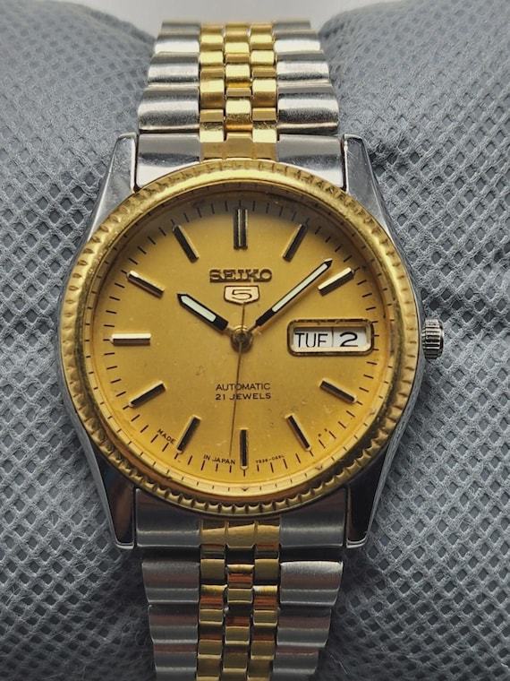 Boxed Seiko 5 SNXJ92 7S26-02S0 Gold Dial AT Day/date 21J Men's