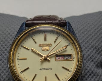 時計 SEIKO automatic Boxed Seiko SNXJ90 President Glowing Dial Day/date Two Tone 7009