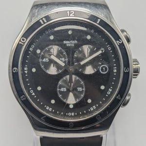 Rare Swatch Irony Night Flight YVS444GV Chrono XL 47MM Swiss Watch