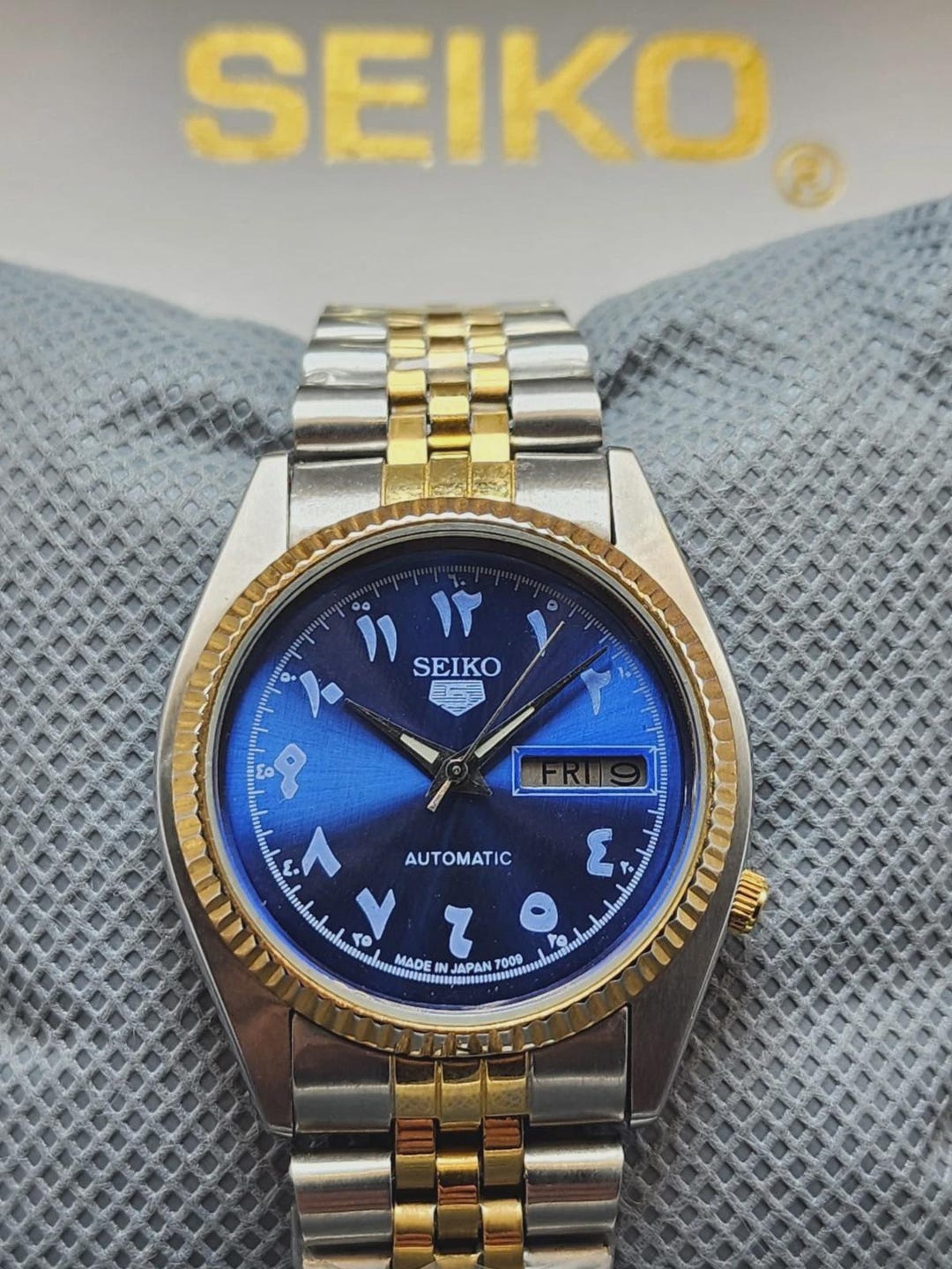 Refurbished Seiko President Blue Arabic Dial Day/date Two Tone