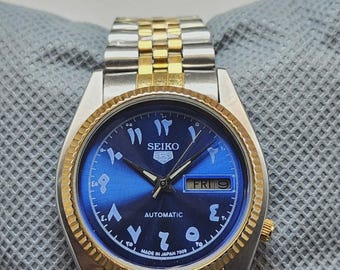 Refurbished Seiko President Blue Arabic Dial Day/date Two Tone