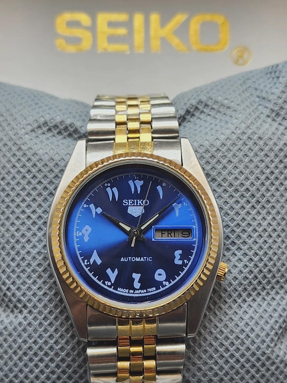 Refurbished Seiko President Blue Arabic Dial Day/date Two Tone