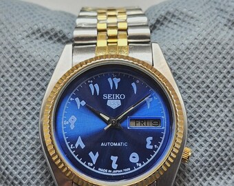 Refurbished Seiko President Blue Arabic Dial Day/date Two Tone