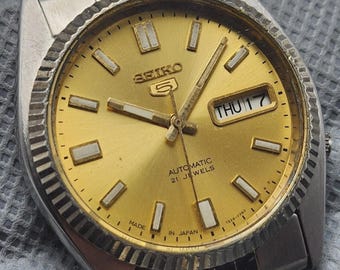 Boxed President Seiko 5 SNXJ datum/dag gecanneleerd 7S26-0560 herenhorloge Japan