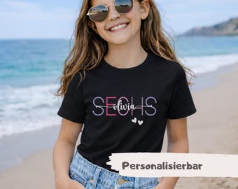 Geburtstagsshirt Mädchen personalisiert Geburtstagsoutfit Hoodie Geburtstagskind Pulli T-Shirt mit Name und Alter Geburtstagsshirt Kinder