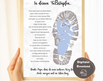 Huella del pie del niño, regalo personalizado para el Día del Padre, regalo hecho a mano, idea de regalo de última hora para papá, idea de manualidad para jardín de infancia, huella de la mano