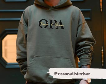 Opa Hoodie Personalisiert, Geschenk werdende Opa, Pullover mit Namen der Enkel, Schwangerschaftsverkündung Opa, Vatertag, Weihnachtsgeschenk