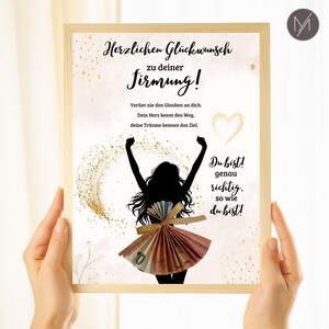 Confirmation money gift for girls, last-minute confirmation gift, DIY confirmation craft template, congratulatory card, instant download A4, PDF file image 3