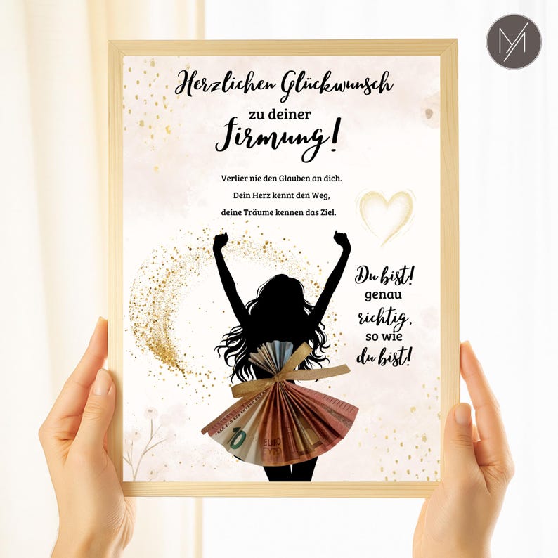 Confirmation money gift for girls, last-minute confirmation gift, DIY confirmation craft template, congratulatory card, instant download A4, PDF file image 3