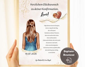 Personalized Confirmation Money Gift for Girls, Last Minute Gift, DIY Confirmation Print Template, Download A4, Congratulations Card