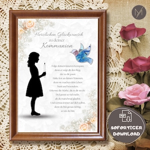 Kommunion Geschenk Mädchen Geldgeschenk Kommunion Last Minute Geschenk Bastelvorlage Geschenk Kommunion Digitale Druckvorlage Erstkommunion