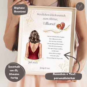 Abitur dinero regalo niña regalo personalizado graduación escolar Abitur 2025 examen felicitaciones Abitur aprobó regalo Descargar PDF