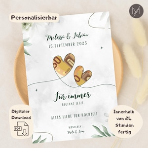 Geldgeschenk Hochzeit personalisiert Hochzeitsgeschenk Last Minute Geldgeschenk Hochzeit DIY digitales Geldgeschenk Hochzeit Download PDF