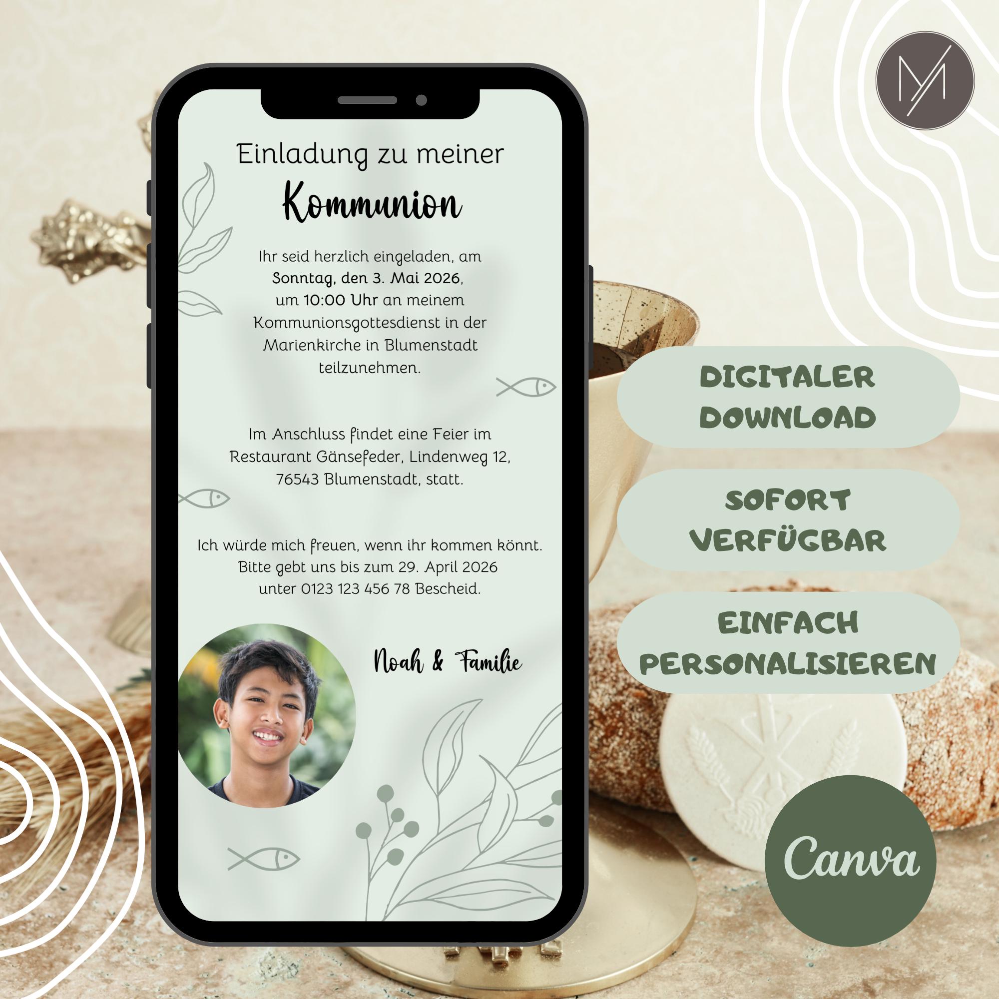 AmandaCreation Einladungskarten Zur Erstkommunion – Religiöse Party-Einladungen Für Jungen – 12,7 X 17,8 Cm – 20 Stück Mit Umschlägen – 2-seitig Bedruckt – 80# Karton – Made In USA