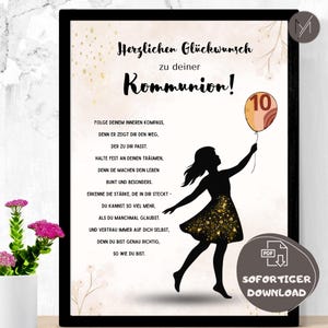 Kommunion Geschenk Mädchen Geldgeschenk Kommunion Last Minute Geschenk Bastelvorlage Geschenk Kommunion Digitale Druckvorlage Erstkommunion