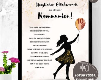 Communion gift for girls, money gift for communion, last minute gift, craft template, gift for communion, digital print template for first communion