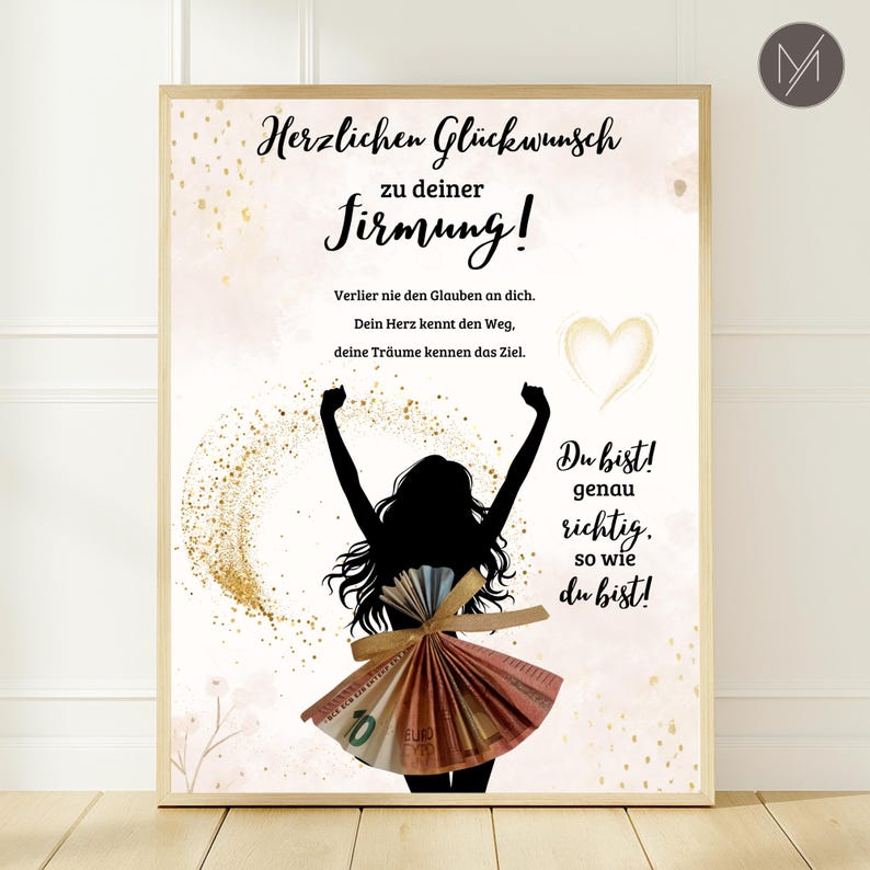 Confirmation money gift for girls, last-minute confirmation gift, DIY confirmation craft template, congratulatory card, instant download A4, PDF file image 2