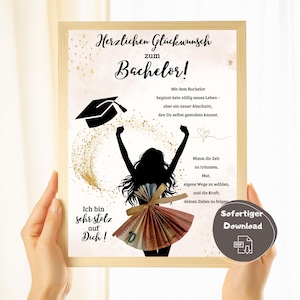 Geldcadeau voor een meisje dat haar bachelordiploma behaalt, gefeliciteerd met het behalen van je bachelordiploma, cadeau-idee voor een bachelordiploma, last minute, zelfgemaakt geldcadeau voor een bachelordiploma