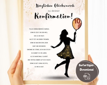 Confirmation money gift for girls, last-minute confirmation gift, DIY confirmation craft template, congratulatory card, instant download A4