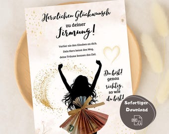 Regalo de dinero para la confirmación de niñas, regalo de confirmación de última hora, plantilla para manualidades de confirmación, tarjeta de felicitación, descarga instantánea en formato A4 y PDF.