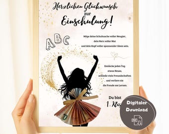 Geldcadeau voor een meisje dat naar school gaat, lastminute cadeau-idee voor de start van het schooljaar, cadeau voor de eerste schooldag, schoolkind 2026 PDF download