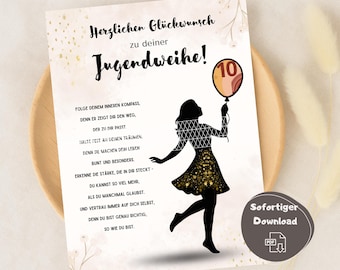 Youth Initiation Gift for Girls, Last Minute Youth Initiation Gift, DIY Youth Initiation Craft Template, Congratulations Card, Instant Download A4