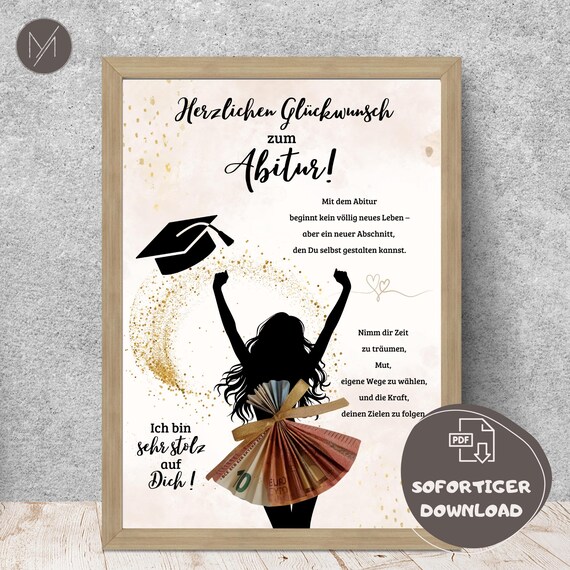 Geldgeschenk Abitur 2025 Mädchen Abitur Glückwunsch Abitur bestanden Geschenk Schulabschluss 2025 Geschenkidee Mädchen Abitur Download PDF