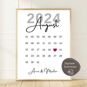 Personalized couple's calendar with dates, anniversary gift, last-minute engagement gift, Valentine's Day gift, wedding gift