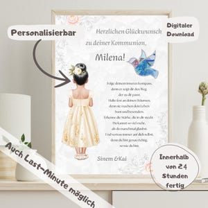 Personalisiertes Geldgeschenk Kommunion Mädchen Geldgeschenk Druckvorlage Last Minute Geschenk Kommunion Mädchen Download PDF Kommunion
