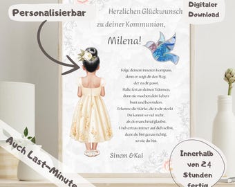 Personalized money gift communion girl Money gift print template Last minute gift communion girl Download PDF communion