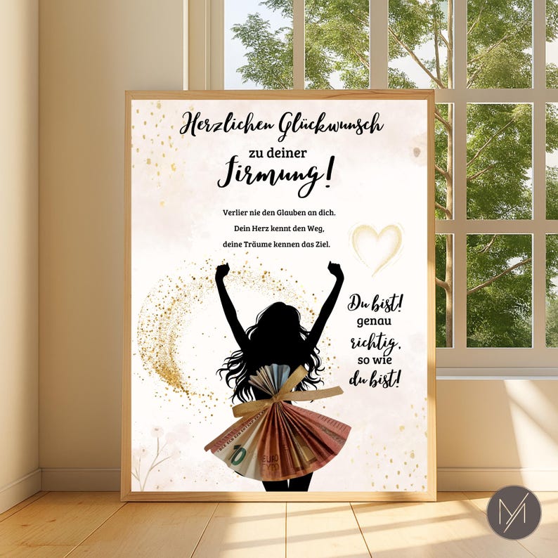 Confirmation money gift for girls, last-minute confirmation gift, DIY confirmation craft template, congratulatory card, instant download A4, PDF file image 4
