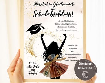 Geldgeschenk Schulabschluss 2026, Geschenk Schulabschluss, Geschenkidee Mädchen Schulabschluss, Glückwunsch zum Schulabschluss, Last Minute