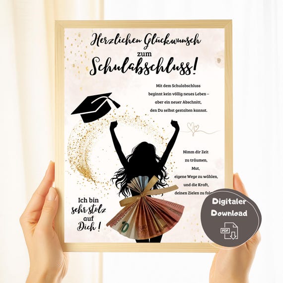 Geldgeschenk Schulabschluss 2026, Geschenk Schulabschluss, Geschenkidee Mädchen Schulabschluss, Glückwunsch zum Schulabschluss, Last Minute