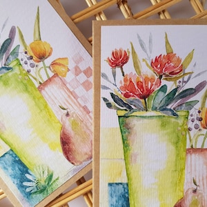 Art card printed from Watercolour Designs - blank inside - | Thankyou | Birthday Cards - notecards | Retro Colours | Semi Abstract