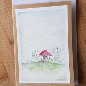 Woodland Mushroom Greeting Card or notebook printed from original watercolour painting and is blank inside. Choose from A6 card or notebook.