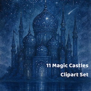 11 Magic Castles Clipart Set | Fantasy Palace Watercolor Illustration | Dreamy Fairytale Kingdoms PNG