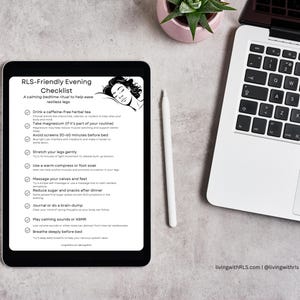 Restless Leg Syndrome (RLS) - Friendly Evening Checklist | Printable Sleep Ritual for Restless Legs Relief | Calming Night Routine PDF