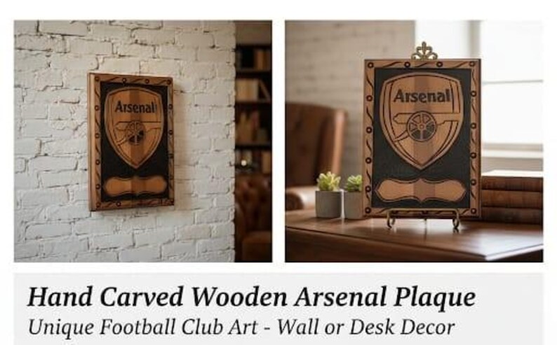 Hand Carved Walnut Arsenal Plaque – Football Club Wall Desk Decor - Etsy