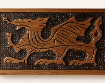 Hand-Carved Dragon Walnut Wood Chest: Secret Lock Keepsake Box
