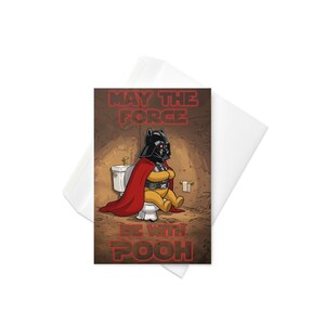 Grappige wenskaart May the Force Be With Pooh - Winnie the Pooh Darth Vader - Star Wars-parodie